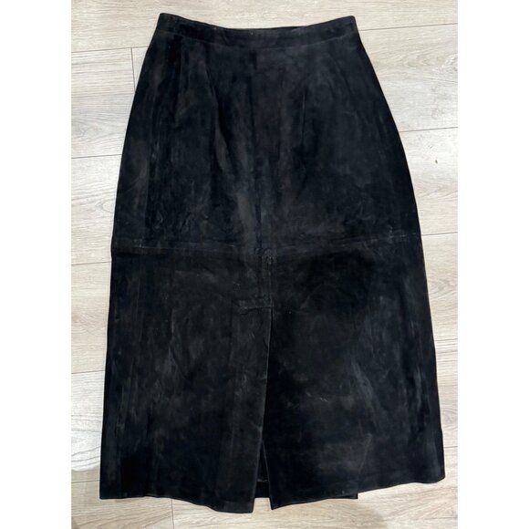 Vintage Bushwacker USA Genuine Leather Suede Maxi Skirt Western Boho Size 10 - Picture 2 of 8